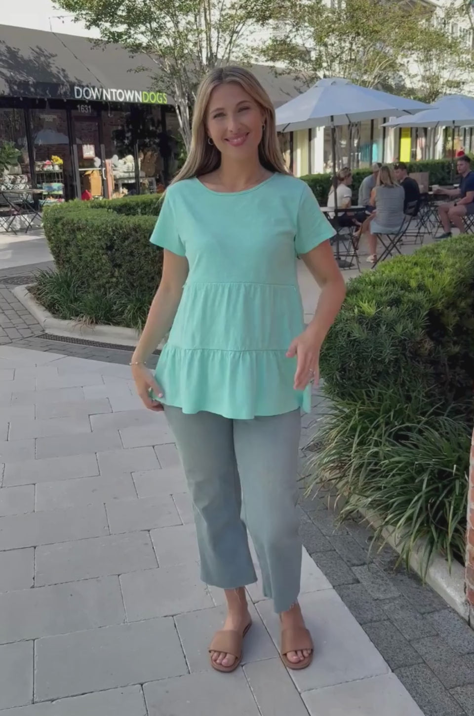 Mint ruffle nursing tee