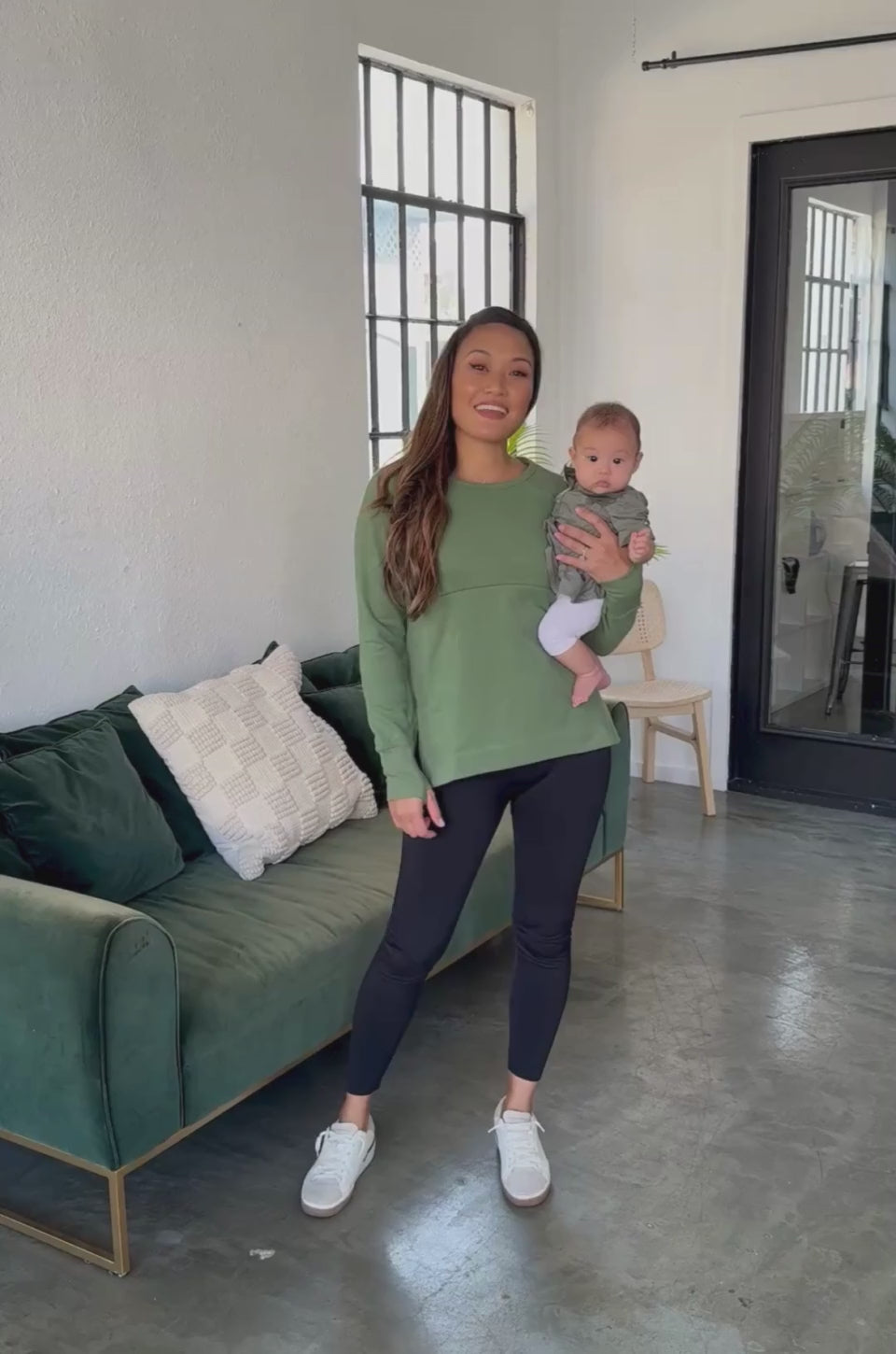 Green yoga nursing tunic