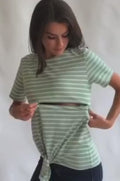 Mint tie tee for nursing moms