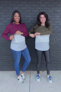 Nursing long sleeve shirt in olive and wine 