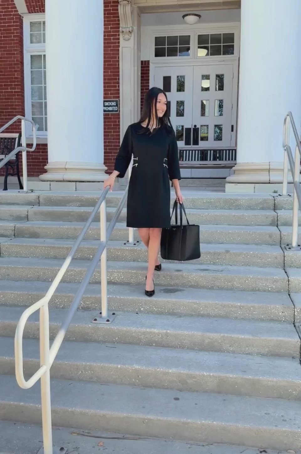 Video demonstrating how the gold zipper nursing access works on the Nursing Queen black maternity and nursing dress for breastfeeding.