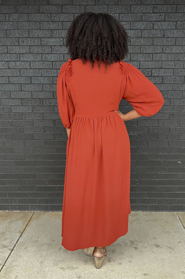 MidiLength Nursing Dress Burnt Orange 2.0 Nursing Queen