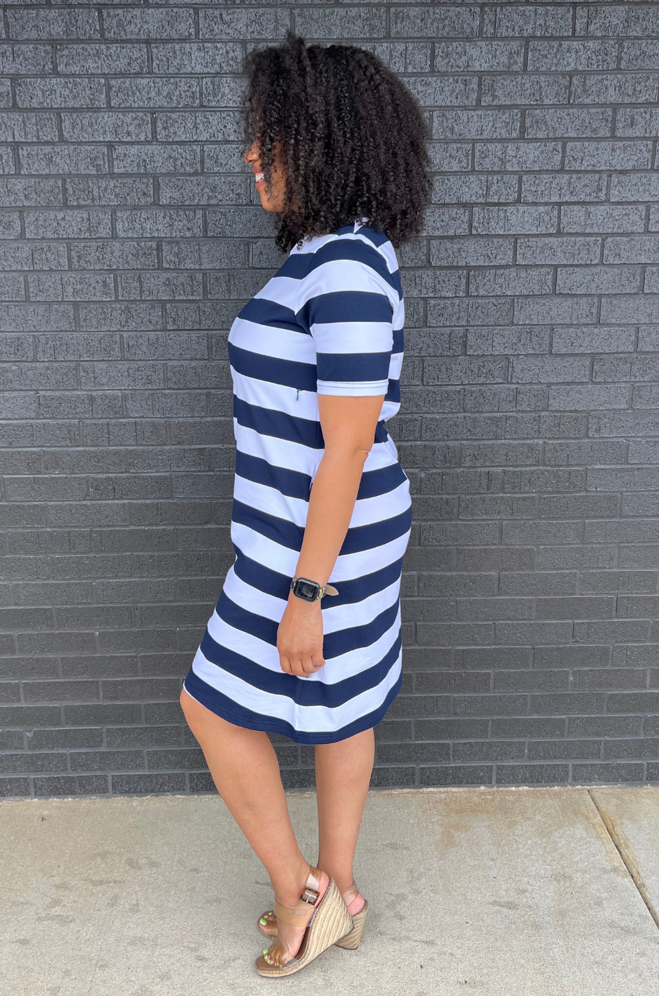 navy blue nursing dress Dahlia Eyelet Maternity & Nursing Dress | Navy - L