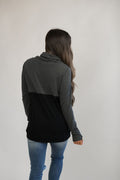 Nursing Sweatshirt Pullover - Colorblock Dark Gray