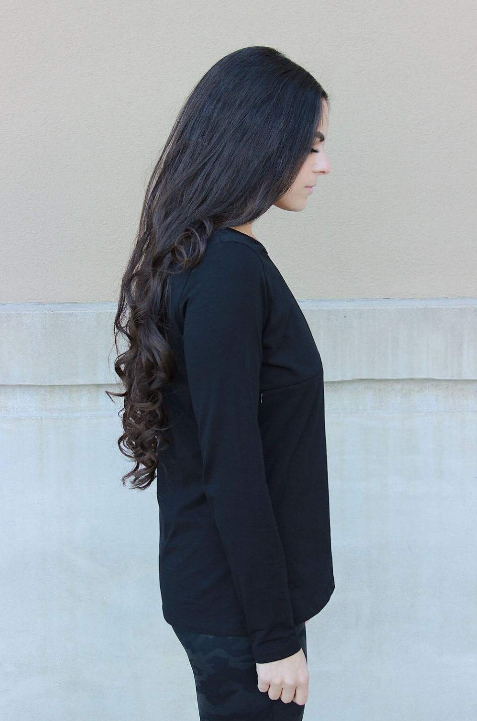 Long sleeve 2025 black nursing top