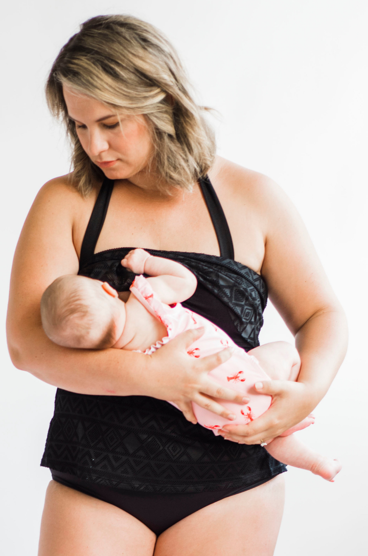 Nursing Queen Nursing Bathing Suit Black Breastfeeding