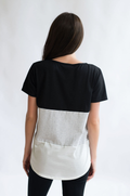 Long and Loose Nursing Tee Colorblock Zipper
