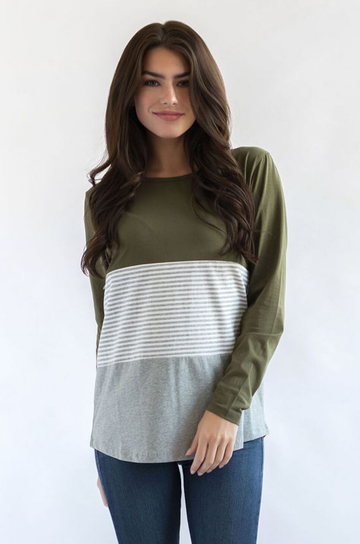 nursing top long sleeves colorblock