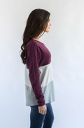 burgundy nursing top and stripes 