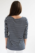 Nursing top for breastfeeding blue and white stripe nautical