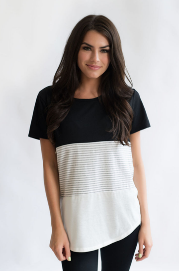 Nursing Tshirt 3 Block Colorblock Hidden Zipper