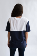 nursing tshirt colorblock elbow sleeves navy blue white
