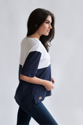 Colorblock nursing top for breastfeeding with side pocket