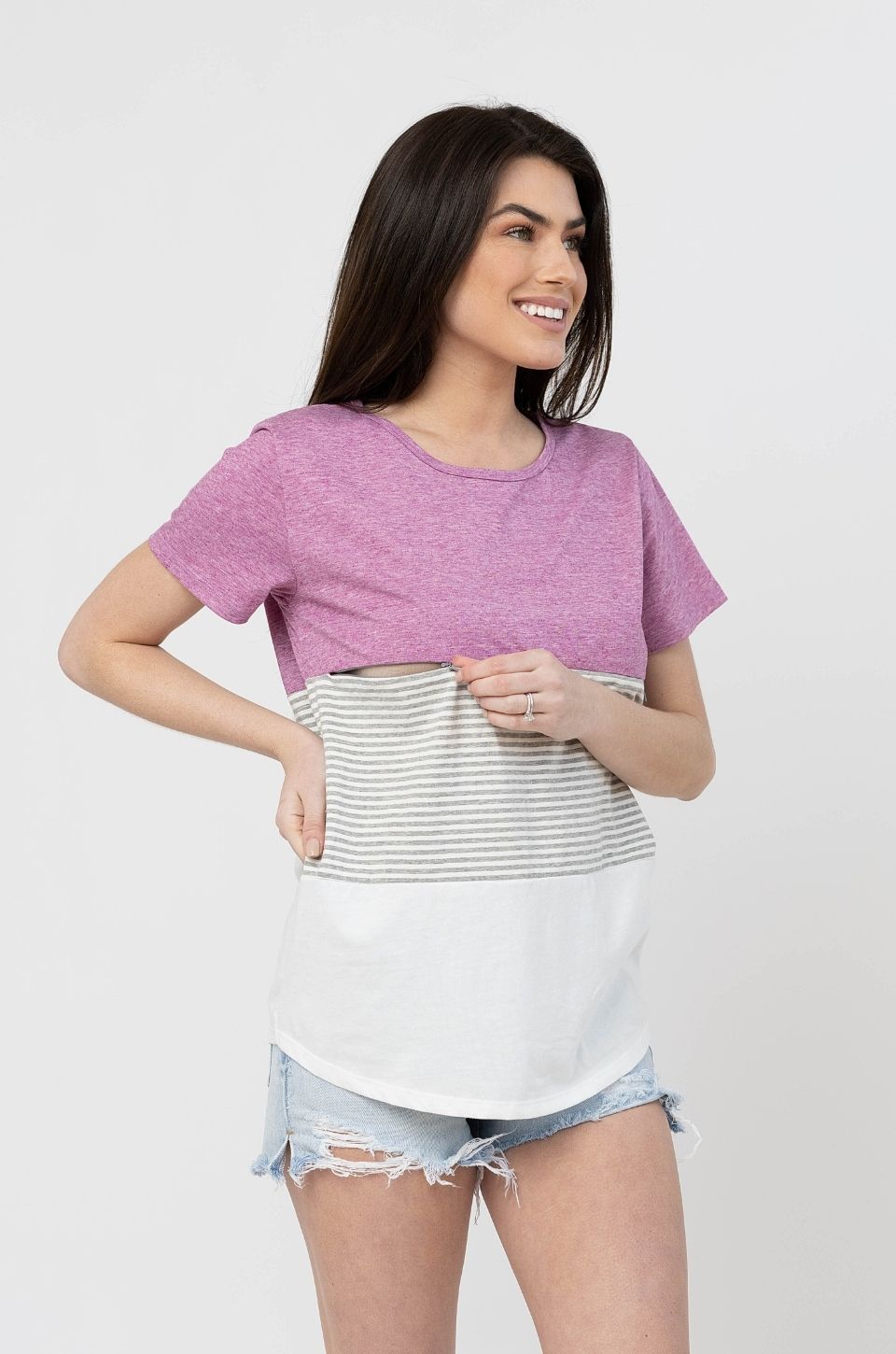 Nursing T-Shirt- 3 Block Colorblock- Pink – Nursing Queen