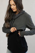 Nursing Sweatshirt Pullover - Colorblock Dark Gray