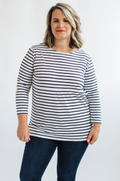 Long Sleeve Nursing Top Black and White Stripes